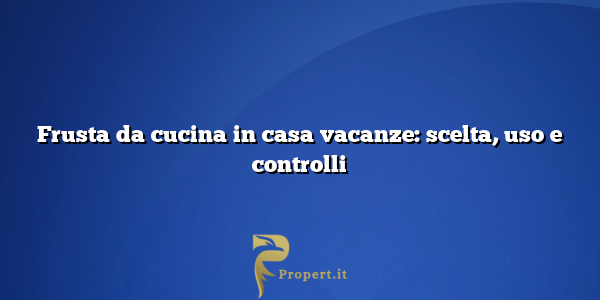 Frusta da cucina in casa vacanze: scelta, uso e controlli